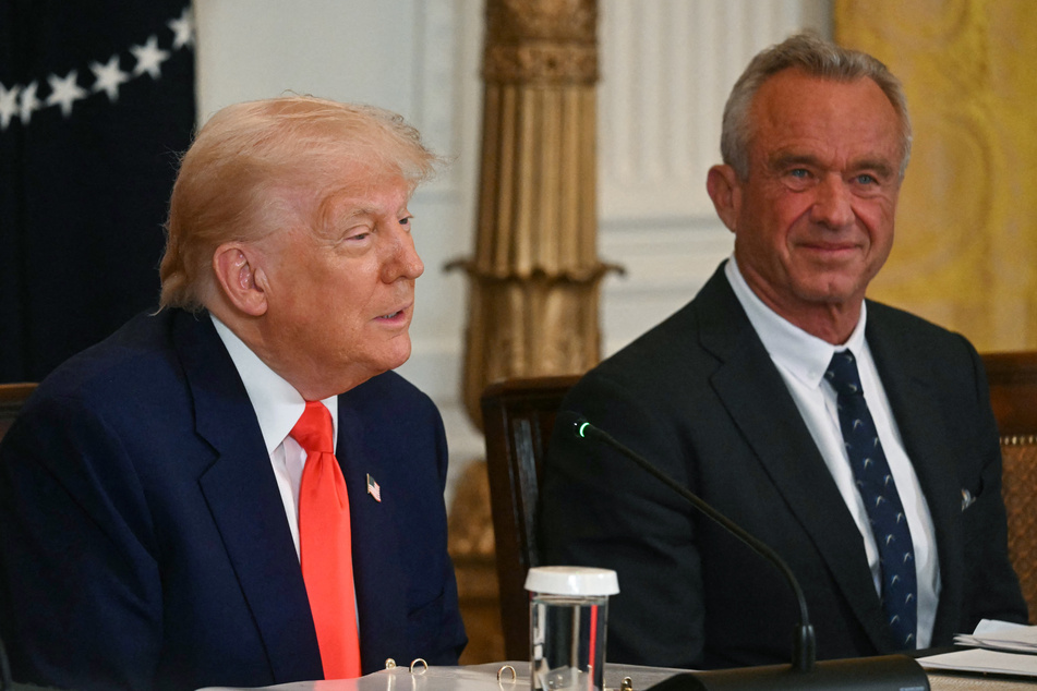 President  Donald Trump's (l.) own policies, including massive cuts to the health department, often undercut Robert F. Kennedy's stated goals.