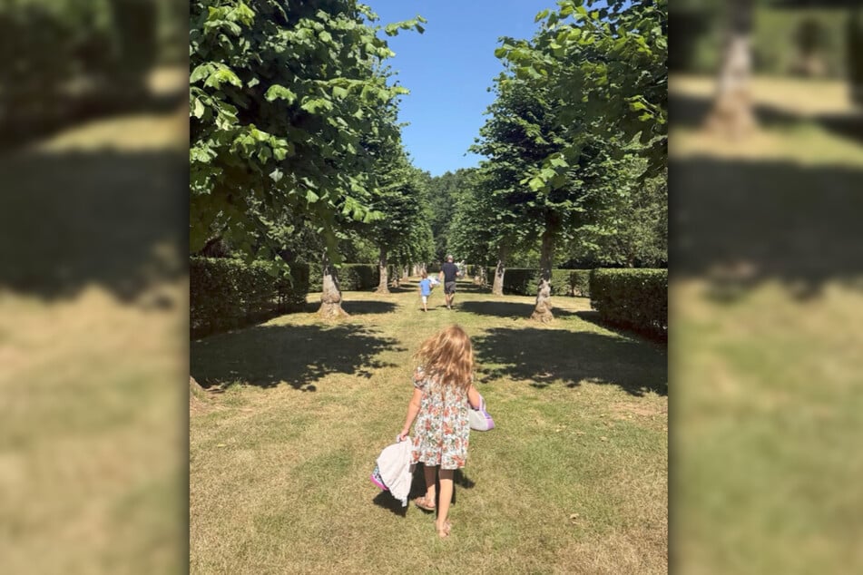 One social media snap showed Harry with his two children at the sprawling estate.