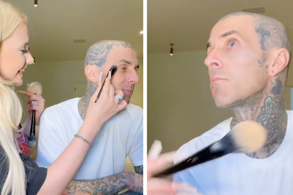 Travis Barker lets his daughter have some fun with his face tattoos