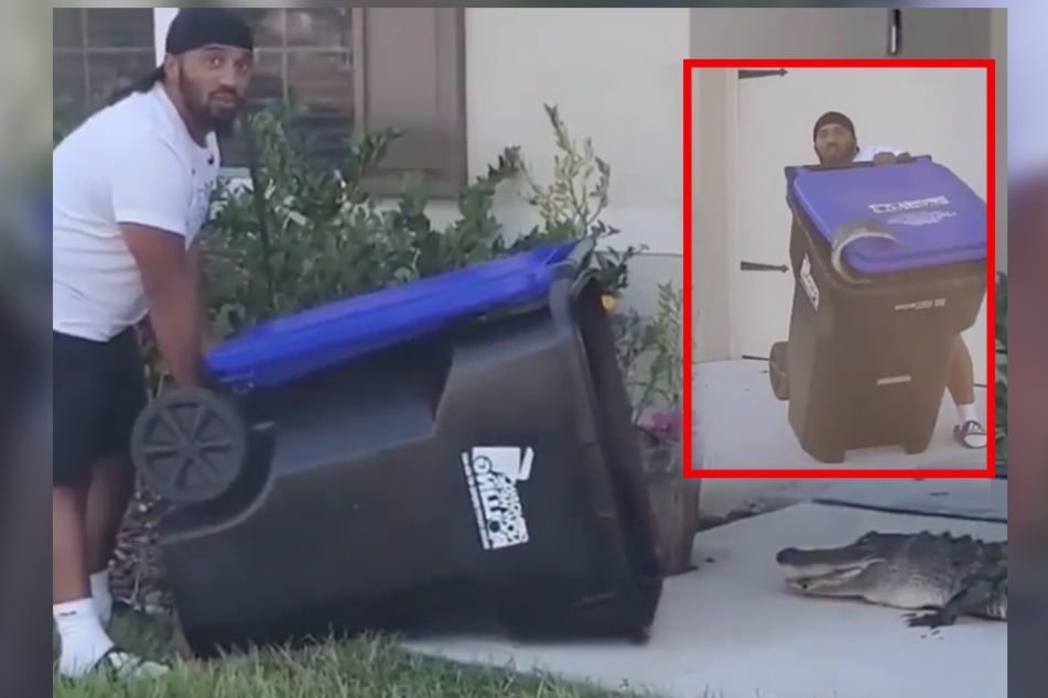 Florida man gets crafty with a trash can in efforts to fend off an alligator