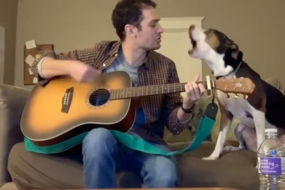 Luke Glaser and his canine co-singer make a very talented pair.
