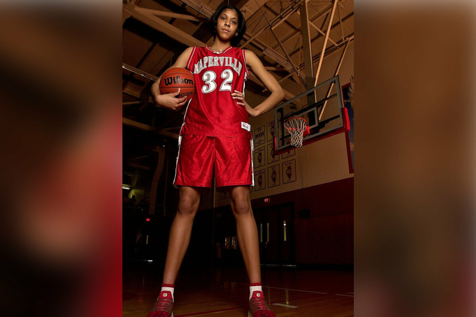 Candace Parker poses in the Naperville Central High School gym on March 20, 2002, after being the first sophomore to win the Ms. Basketball of Illinois award.