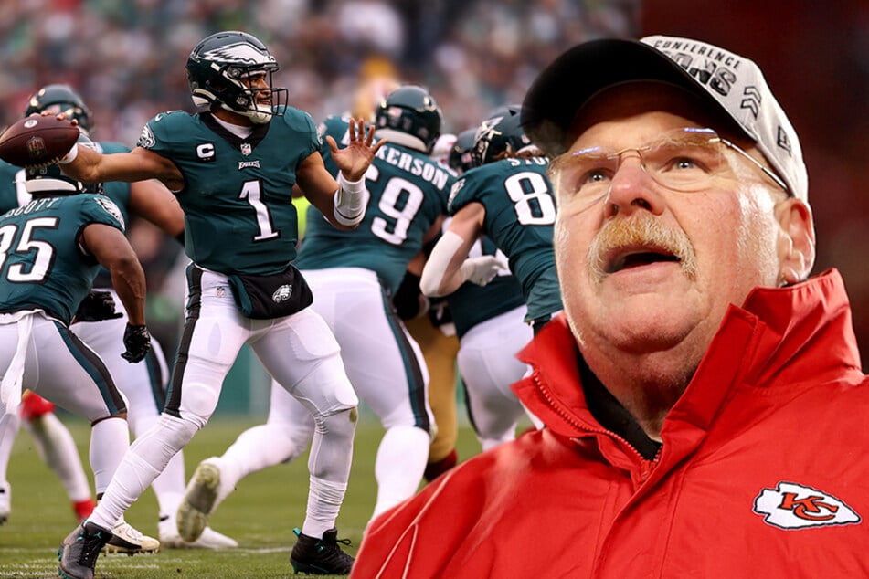 Kansas City Chiefs head coach Andy Reid (r) plans to block out the noise around facing his former team the Philadelphia Eagles in Super Bowl LVII.