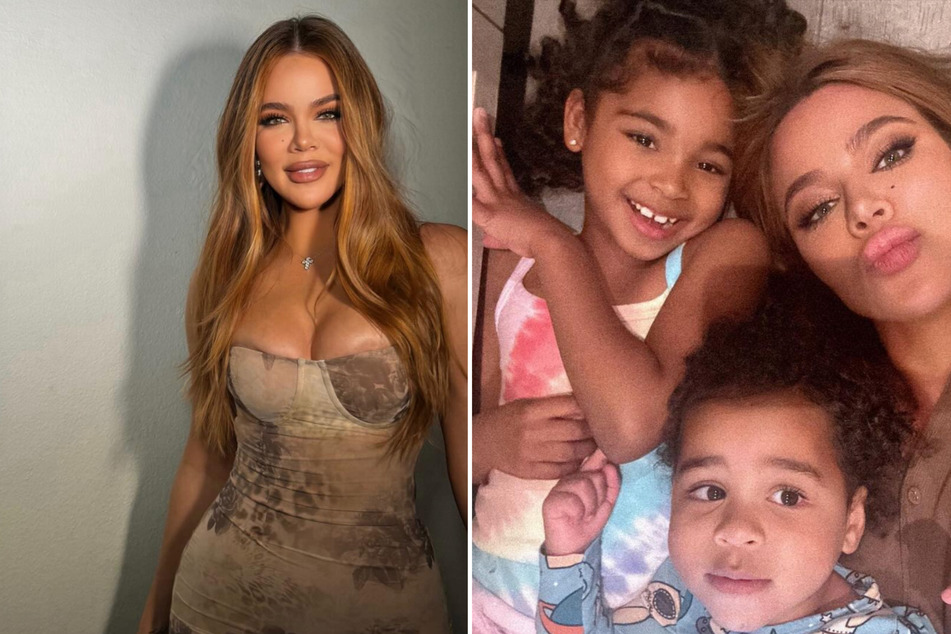 Khloé Kardashian shared an adorable new photo with her two kids on Saturday.