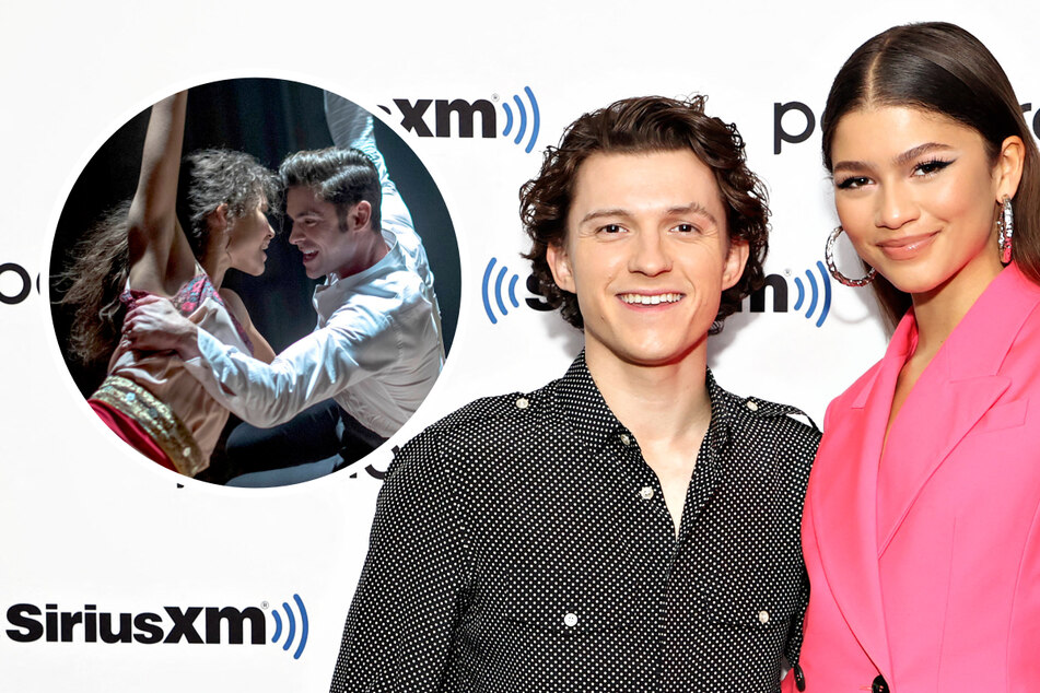 Zendaya and Tom Holland (second from r.) were filmed by High School Musical star Bart Johnson while out in Richmond.