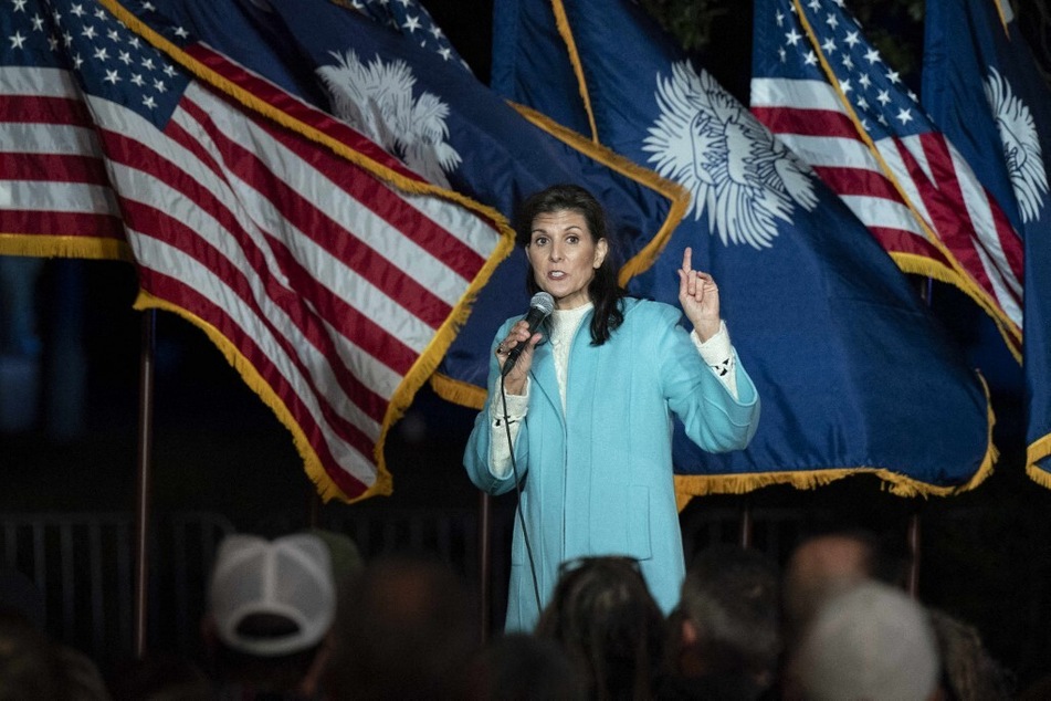 Republican presidential hopeful and former UN Ambassador Nikki Haley speaks during a campaign event at New Realm Brewing Company on February 4, 2024, in Charleston, South Carolina.