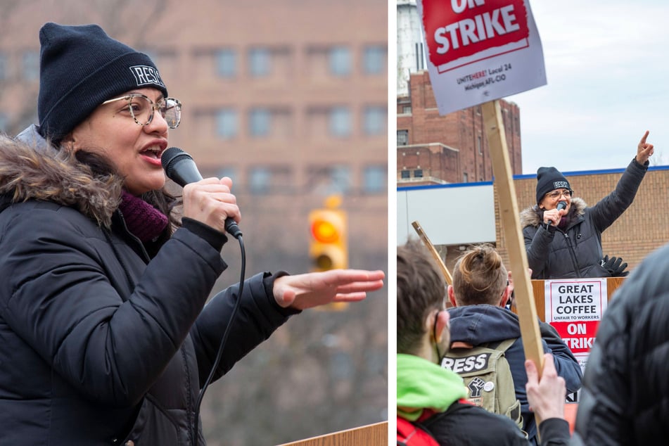 Rashida Tlaib adds shot of solidarity to Detroit "Comrades in Coffee" rally