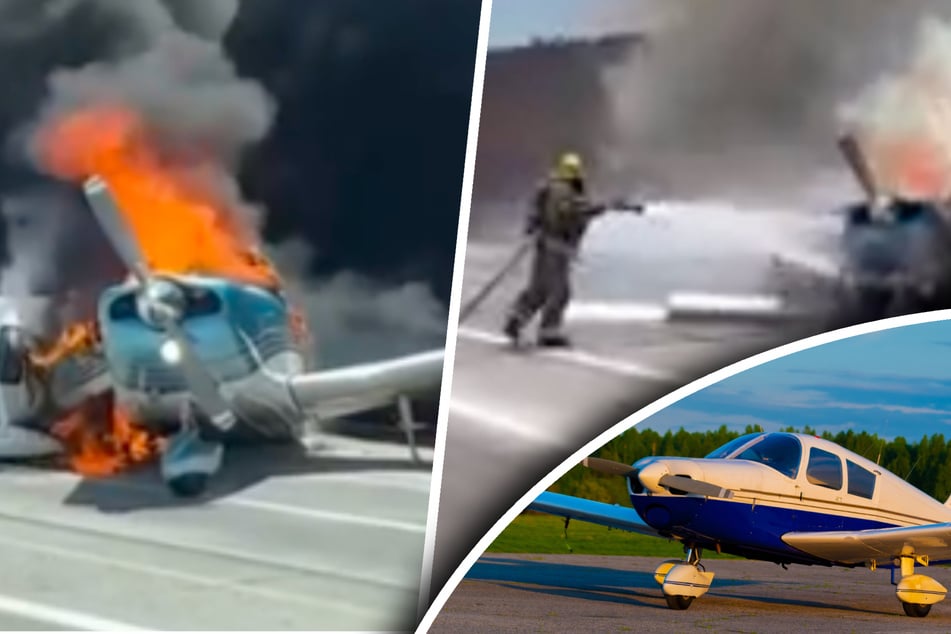 Plane crashes into California highway and bursts into flames in shocking video