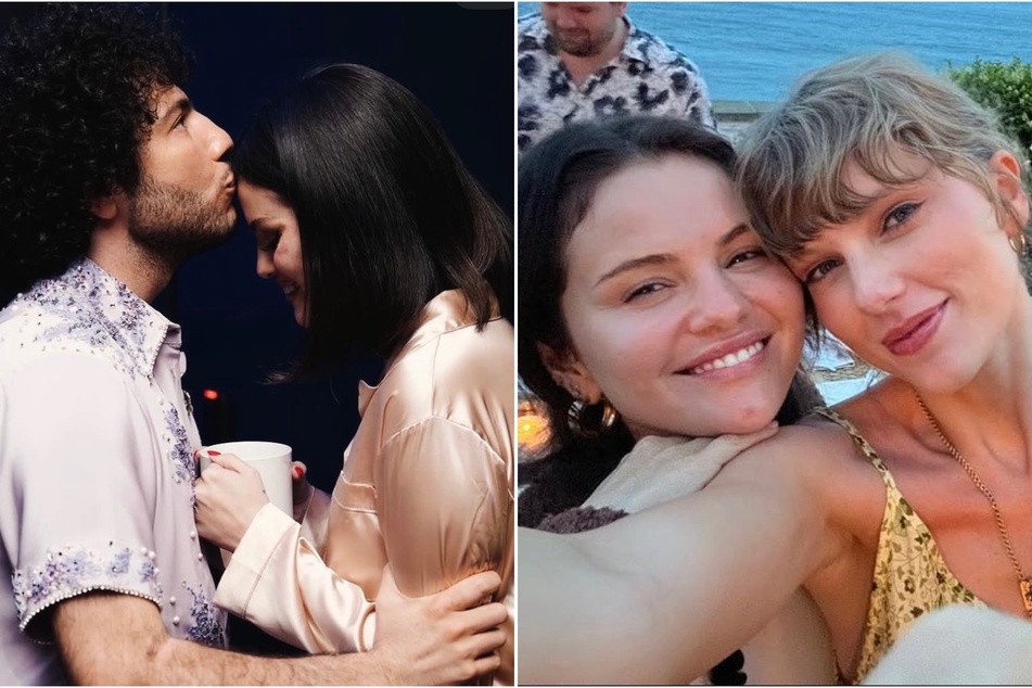Selena Gomez (c) dropped a new Instagram dump that featured sweet tributes to Benny Blanco (l) and Taylor Swift (r.)