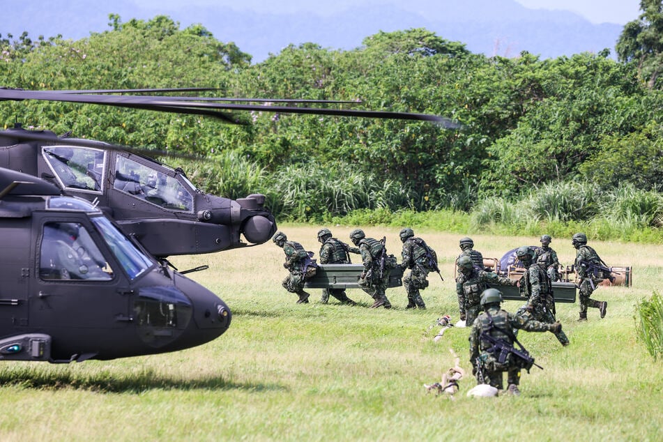 Taiwanese soldiers conduct a refueling drill as part of the annual Han Kuang military exercises.