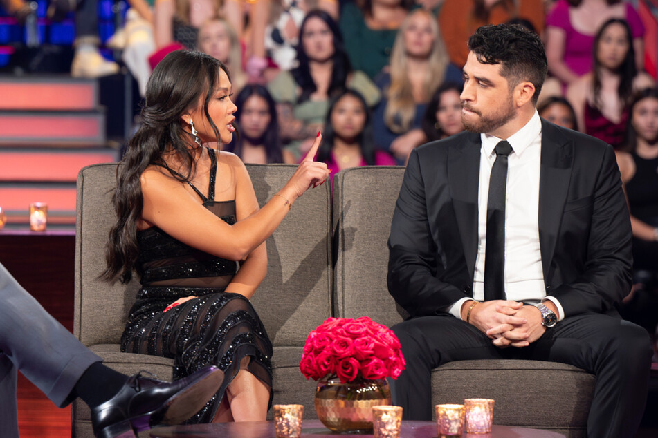 Jenn Tran (l.) was forced to watch her proposal to Devin Strader during the season 21 finale of The Bachelorette.