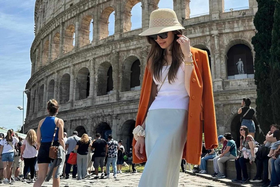 Lead actor Lily Collins, along with Emily in Paris, has landed in Rome, Italy.
