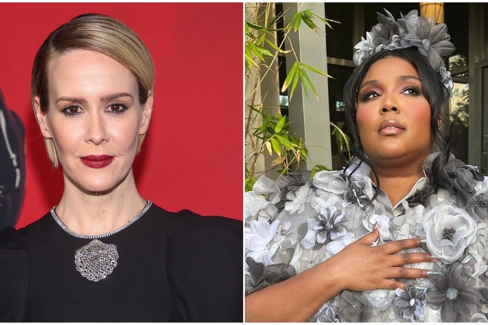 On Monday, Lizzo (r) shared a pair of clips featuring AHS alum Sarah Paulson (l), where the two reenact the star's famous lines.
