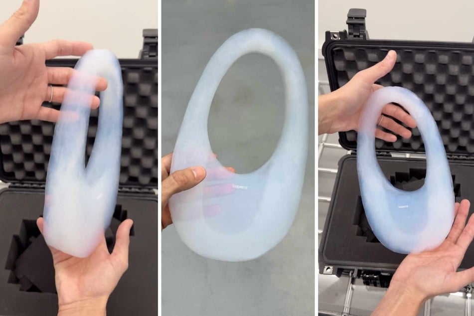 Fashion brand Coperni's latest bag is entirely constructed of Aerogel, a silicone-based solid with a spongy, porous structure that was first created by NASA.