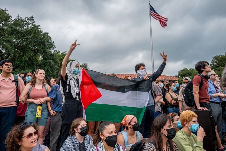 Students protest Israel's war on Gaza at the University of Texas at Austin.