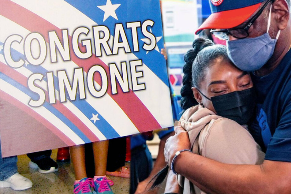 Simone Biles makes emotional return home after dramatic Olympics