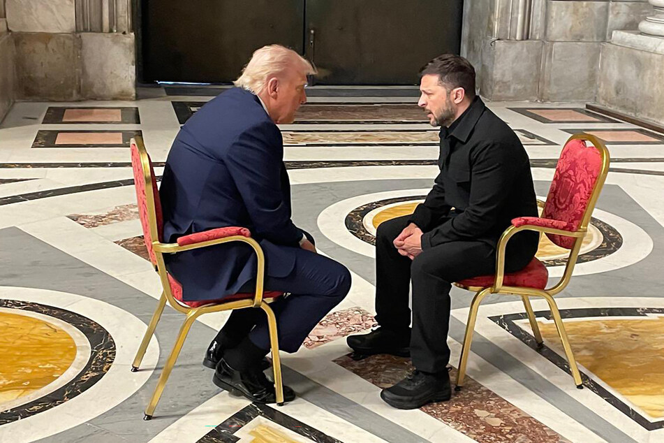 While he was wishy-washy and unclear on Putin, Trump's (l.) rage towards Zelensky (r.) was clear as day in the interview he gave to The Atlantic.