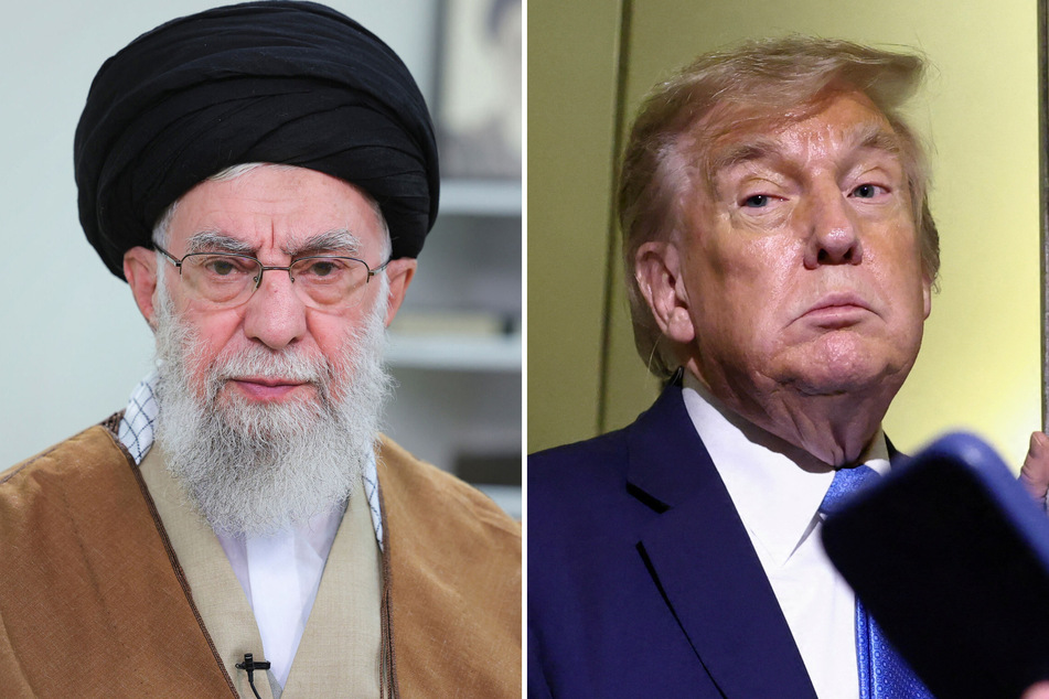 President Donald Trump dramatically stepped up his rhetoric against Iran's supreme leader Tuesday, saying on social media that the US knows where Ayatollah Ali Khamenei (l.) is located but will not kill him "for now."