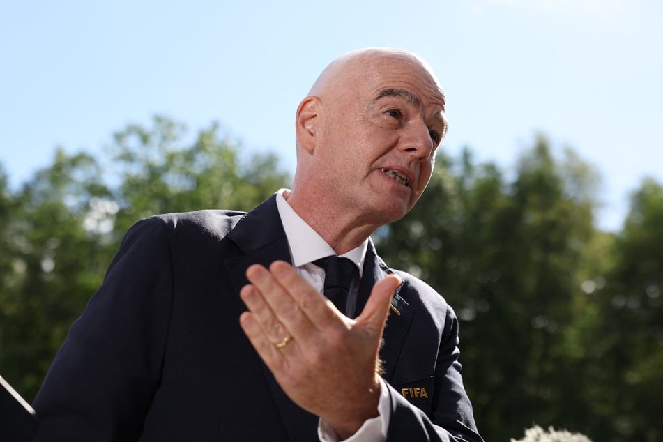 FIFA President Gianni Infantino arrives at the stadium before the Under-20 Women's World Cup Poland v. Argentina match.