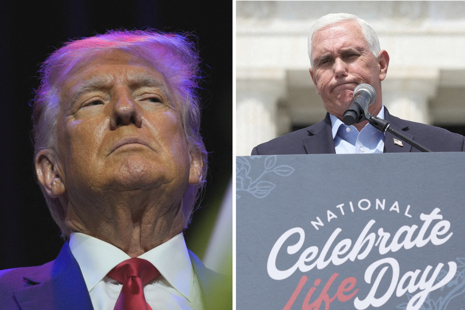 Former VP Mike Pence (r.) hinted that he would be willing to act as witness in the trial of ex-President Donald Trump.