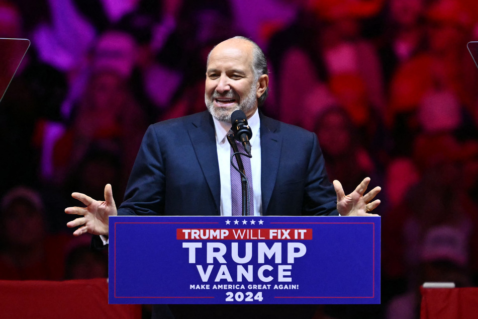 Howard Lutnick, Chairman and CEO of Cantor Fitzgerald and Co-Chair of the Trump 2024 Transition Team speaks at a rally for Donald Trump at Madison Square Garden in New York, October 27, 2024.