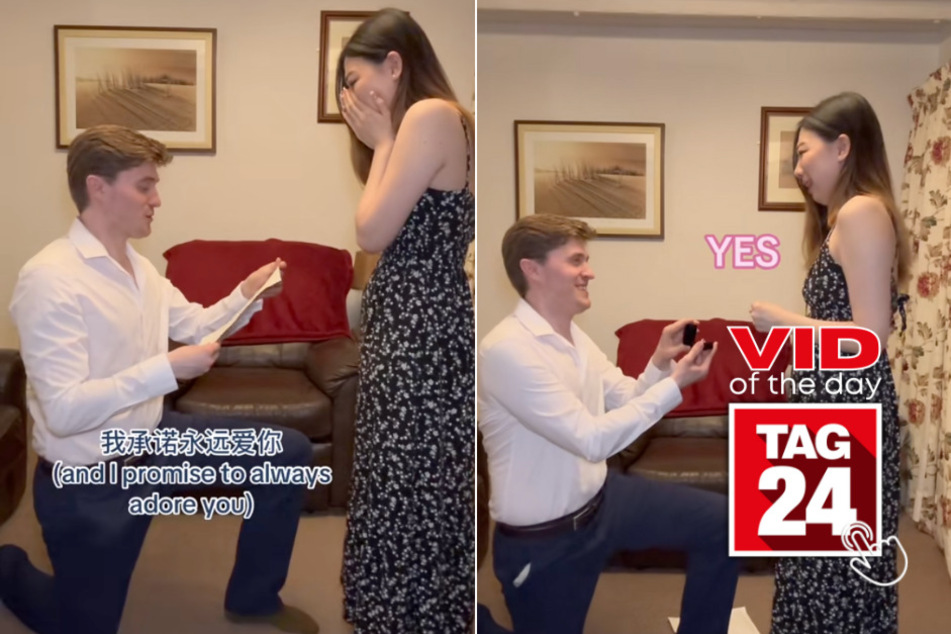 Viral Video of the Day for August 26, 2024: Man learns new language to propose to girlfriend: "SO CUTE"