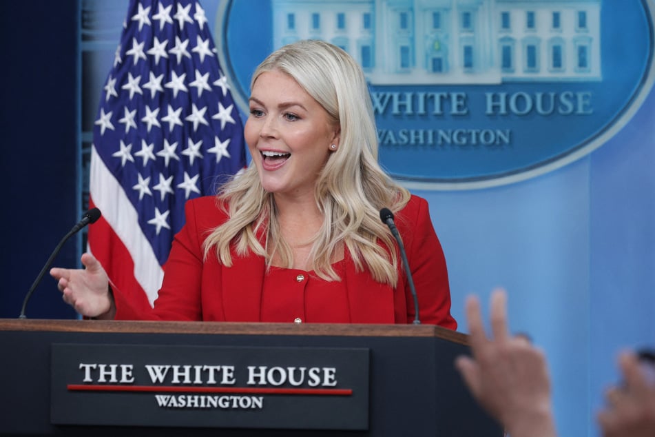 Karoline Leavitt takes questions from reporters during a news briefing at the White House on July 23. Leavitt stepped down from her role as White House press secretary in August.