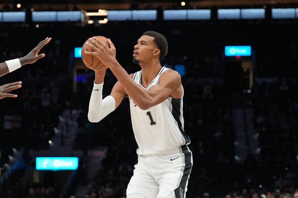 San Antonio Spurs forward Victor Wembanyama sets up for a shot in the first half against the Phoenix Suns at Frost Bank Center on October 14, 2026. The Texas team is determined to go all the way after losing the NBA Finals in June.