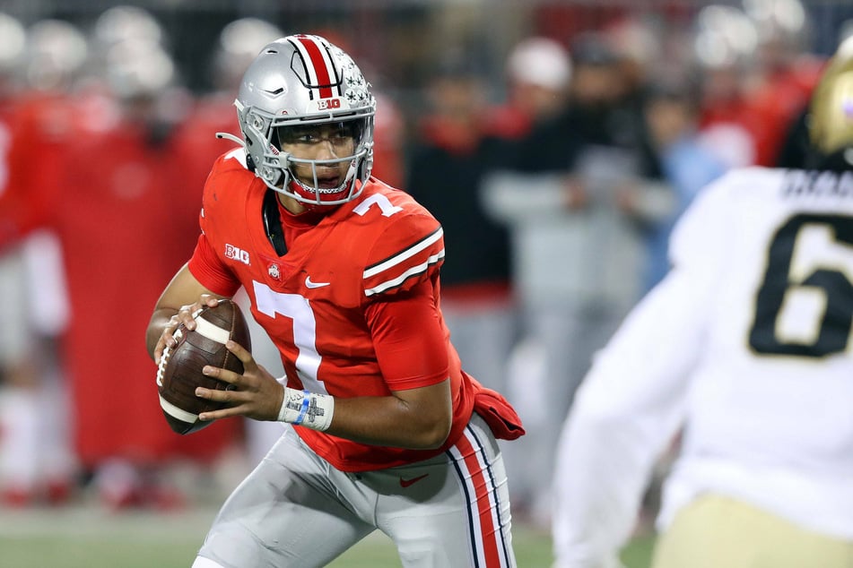 CJ Stroud threw five touchdown passes to beat Purdue on Saturday.