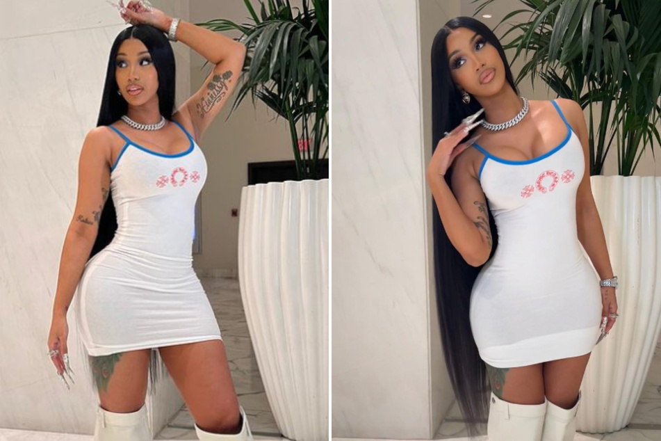 Cardi B is "worth it" as she poses in a skin-tight white dress like a fashion star!