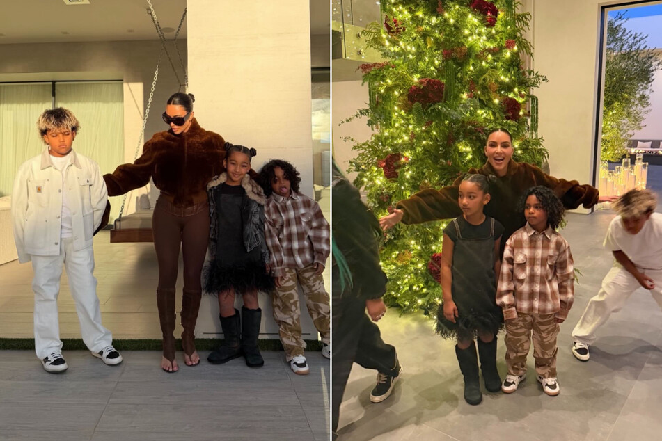 Kim Kardashian couldn't quite get ahold of her four kiddos in her recent holiday photoshoot.