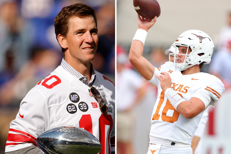 Eli Manning (l.) shared some insight about nephew Arch Manning in a recent interview.