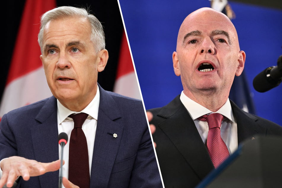 Canadian Prime Minister Mark Carney (l) sounded off on FIFA's Gianni Infantino over his now-shelved plan to open the World Cup up to private investment.