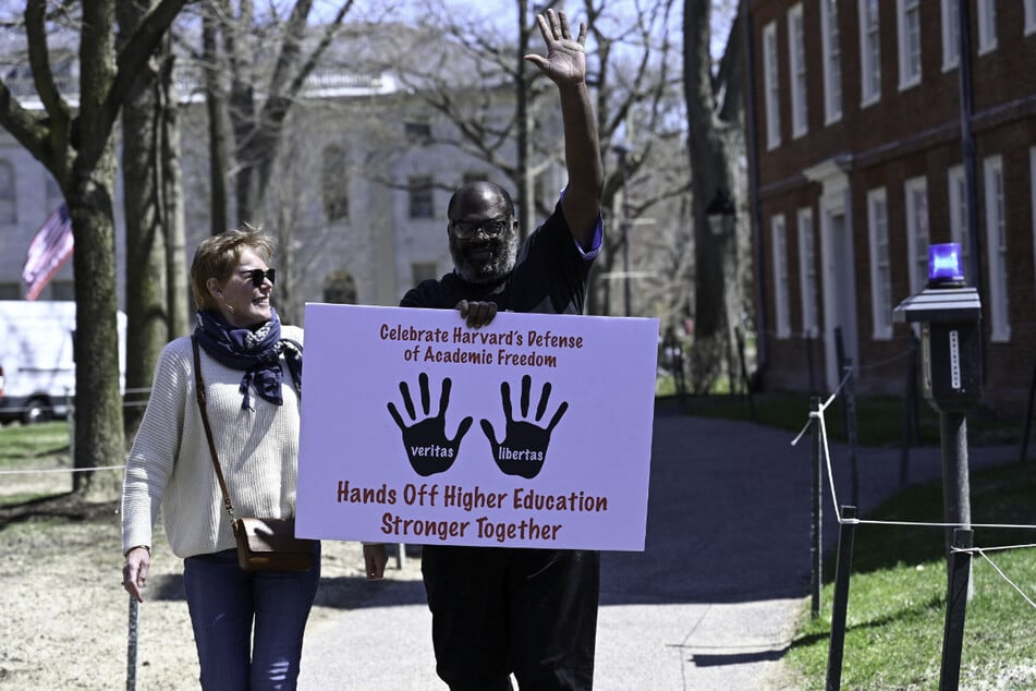 People leave a protest against President Donald Trump's administration and against student visas being revoked at Harvard University in Cambridge, Massachusetts.