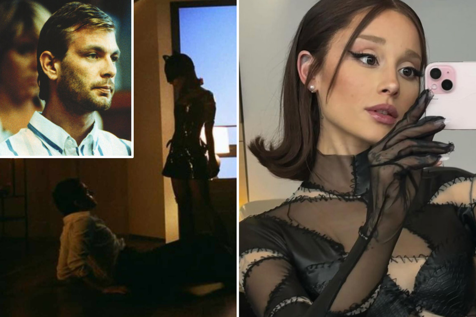 Ariana Grande (r.) regrets sharing a little TMI with her young fans at an awkward Q&A session where serial killer Jeffrey Dahmer (top l.) came up in conversation.