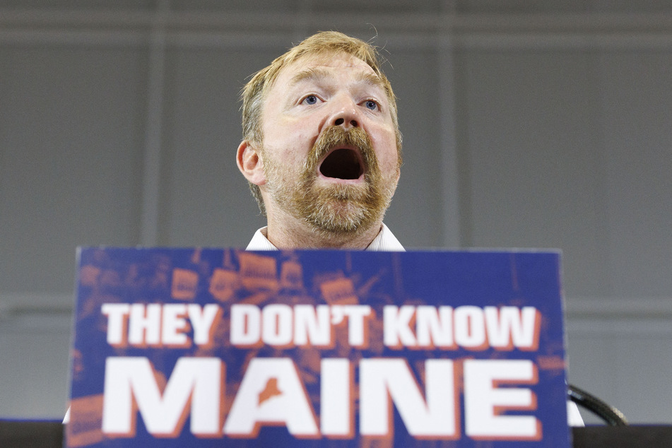 Graham Platner speaks at his primary election event in Blue Hill, Maine, on June 9, 2026.