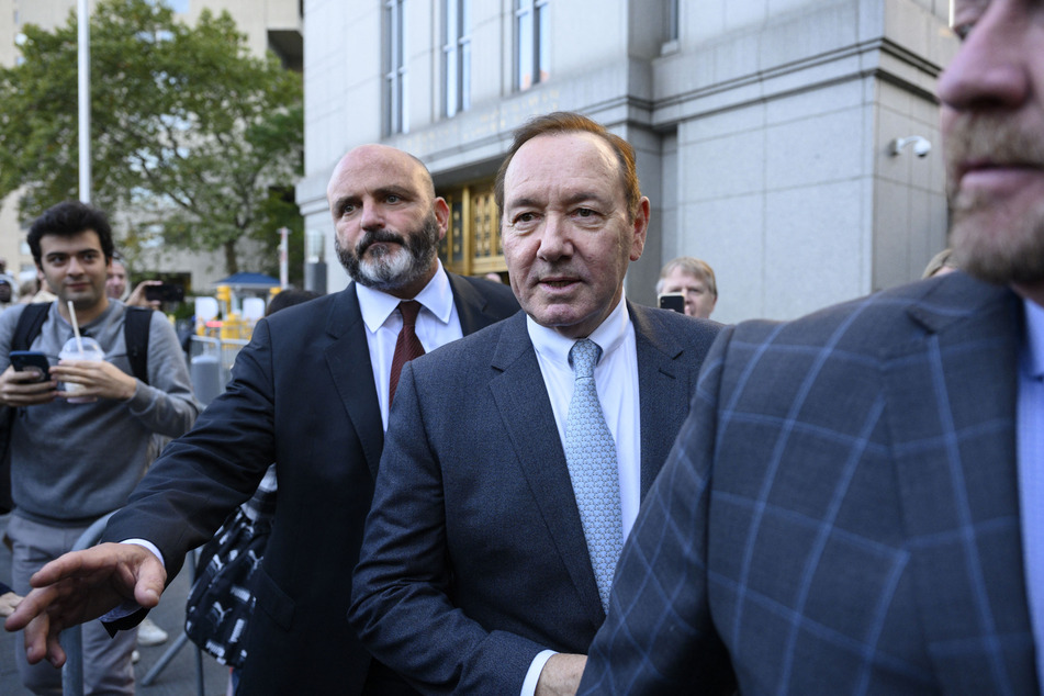 Kevin Spacey leaving the courthouse during his New York trial for sexual misconduct allegations, brought by actor Anthony Rapp.