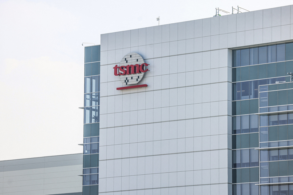 The logo of the Taiwan Semiconductor Manufacturing Company is seen at its 2-nanometer fabrication plant at Nanzih Technology Industrial Park in Kaohsiung.