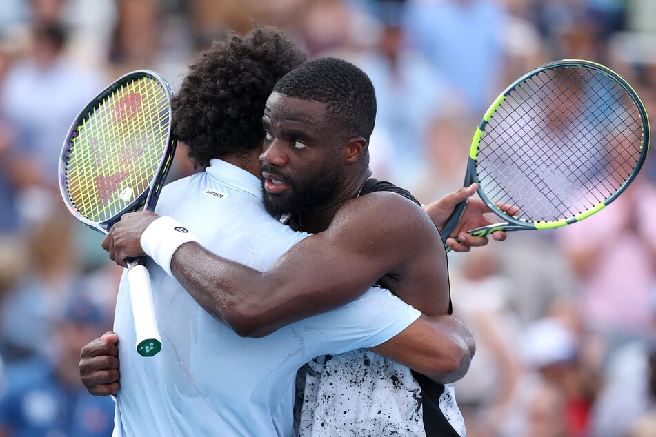 Arthur Fils of France (l.) is congratulated by Francis Tiafoe of the US (r.) after the Men's Final at the Cincinnati Open on August 23, 2026.