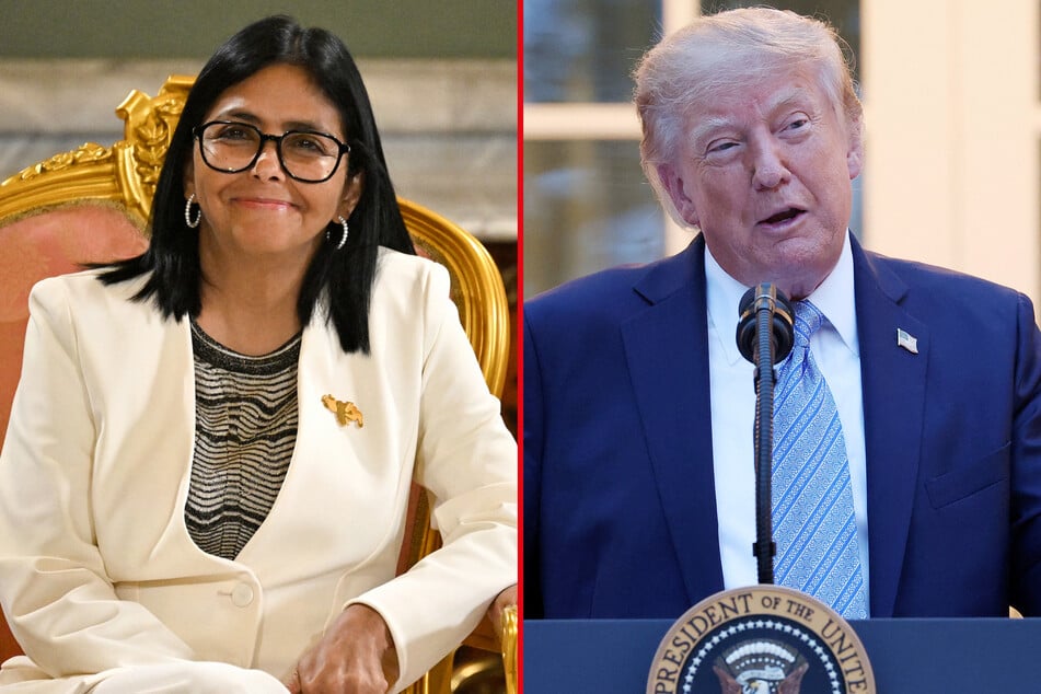President Donald Trump (r) will meet with Venezuela's acting President Delcy Rodriguez (l) for the first time at next week's United Nations General Assembly.