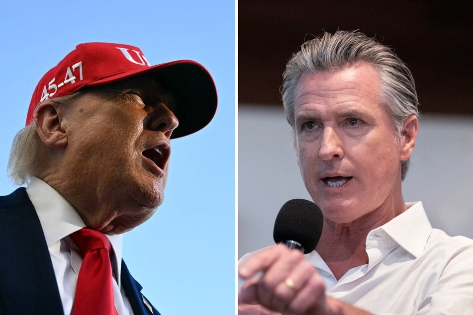 California Governor Gavin Newsom (r) is calling for the 25th Amendment to be invoked over President Donald Trump's (l) comments inviting attacks on Los Angeles and San Diego.