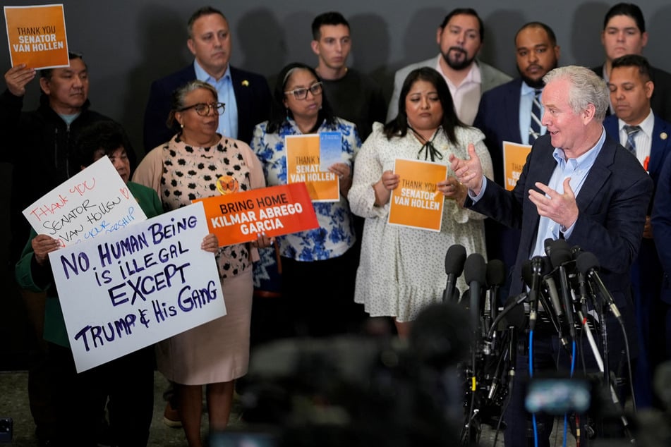 Maryland Senator Chris Van Hollen spoke at a press conference Friday after meeting with his wrongfully deported constituent, Kilmar Abrego Garcia.