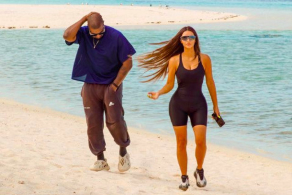 Kim Kardashian shared this photo of the couple on the beach together on her Instagram account in October.
