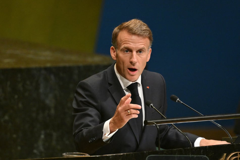 President Emmanuel Macron addresses the 81st United Nations General Assembly in New York on September 22, 2026. In his speech, he criticized Israeli violence in Palestine.