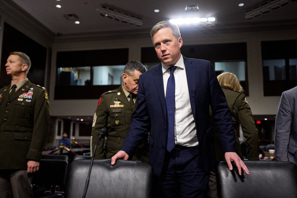 US Army Secretary Dan Driscoll arrives for a Senate Armed Services Committee hearing on Capitol Hill on May 12, 2026.