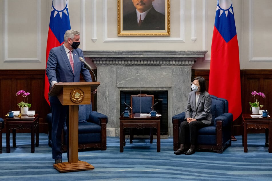 Taiwan President Tsai Ing-wen meets Indiana Governor Eric Holcomb at the presidential office in Taipei, Taiwan.