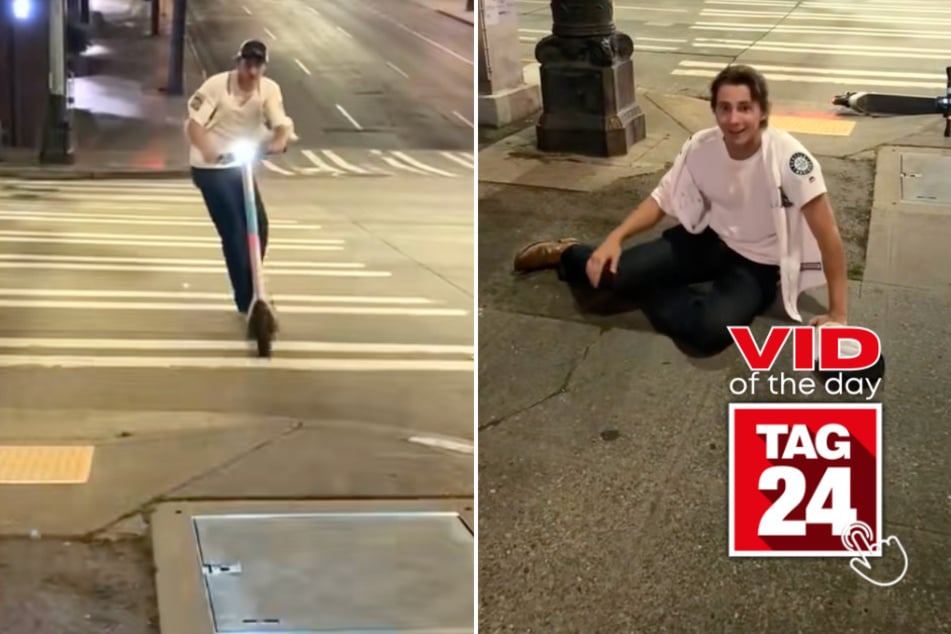 Viral Video of the Day for September 30, 2025: High-speed scooter ride ends in brutal curb smash