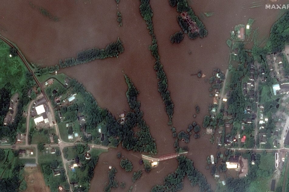 The Winooski River in Richmond, Vermont, burst its banks and caused widespread flooding.