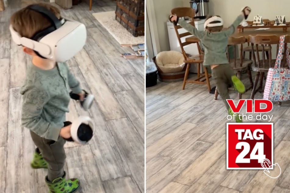 Viral Video of the Day for January 29, 2024: Oops! Little boy confuses VR with reality