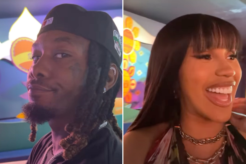 Rappers Cardi B (r.) and Offset spent the day together in Paris. Could they be making amends?
